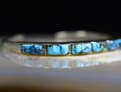 Vtg Zuni Carved Hi-Grade #8 Turquoise Row Narrow Cuff c.1950