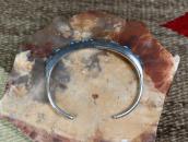 Vtg Zuni Carved Hi-Grade #8 Turquoise Row Narrow Cuff c.1950