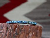 Vtg Zuni Carved Hi-Grade #8 Turquoise Row Narrow Cuff c.1950