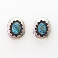 Vtg Navajo Clip On Earrings w/High Grade #8 Turquoise c.1960