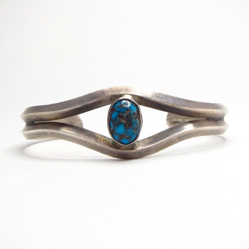 Vintage Navajo Cuff Bracelet w/Gem Persian Turquoise c.1965～