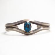 Vintage Navajo Cuff Bracelet w/Gem Persian Turquoise c.1965～