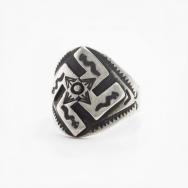 Atq Navajo Snakes Stamped 卍 Applique Cigar Band Ring c.1930