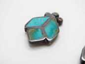 Vintage Zuni Floral Design Turquoise Inlay Earring  c.1950～