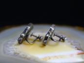 Vintage Zuni Floral Design Turquoise Inlay Earring  c.1950～