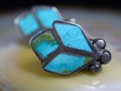 Vintage Zuni Floral Design Turquoise Inlay Earring  c.1950～