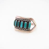 Vintage Zuni Needle Point Turquoise Row Silver Ring  c.1965～