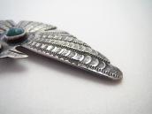 Atq Navajo Busy Stamped T-bird Pin w/Gem Turquoise  c.1935～