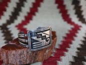Vintage Hopi or Navajo Stamped Silver Overlay Cuff  c.1950～