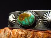 Antique 卍 Stamped Coin Silver Cuff Bracelet w/TQ  c.1930