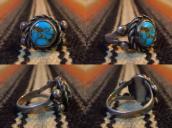 Vintage Split Shank Ring w/Round Cut Gem Turquoise  c.1940