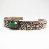 Antique 【R.S. DAVIS】 卍 Stamped Silver Cuff Bracelet  c.1930