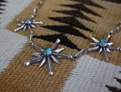 Vintage Navajo Three Cast Star Necklace w/Turquoise  c.1950