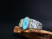 Transitional Hopi Silver Overlay Cuff w/Turquoise  c.1950