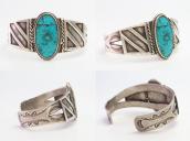 Transitional Hopi Silver Overlay Cuff w/Turquoise  c.1950