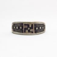 Antique Navajo 卍 Stamped & Filed Ingot Silver Ring  c.1915～