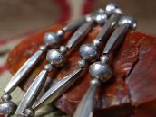 Vtg Stamped "Navajo Pearl" Silver Beaded Necklace  c.1950～