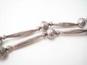 Vtg Stamped "Navajo Pearl" Silver Beaded Necklace  c.1950～