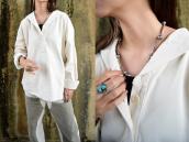 Vtg Stamped "Navajo Pearl" Silver Beaded Necklace  c.1950～