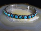 Antique Zuni 15 High Grade Turquoise Row Narrow Cuff c.1930～