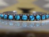 Antique Zuni 15 High Grade Turquoise Row Narrow Cuff c.1930～