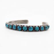 Antique Zuni 15 High Grade Turquoise Row Narrow Cuff c.1930～