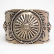 Vintage Repoused & Stamped Wide Cuff Bracelet  c.1940