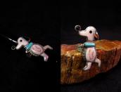Zuni Vintage Channel Inlay Pink Snoopy Silver Ring  c.1960～