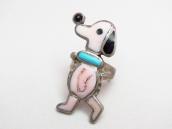 Zuni Vintage Channel Inlay Pink Snoopy Silver Ring  c.1960～