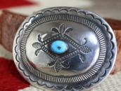 【Ike or Austin Wilson】Stamped Concho Pin w/Turquoise c.1935～