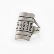 Vintage Navajo Chiseled & Stamped Silver Ketoh Ring c.1940～