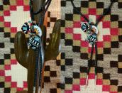 Vintage Zuni RainbowMan Multi-Stone Inlay Bolo Tie  c.1960