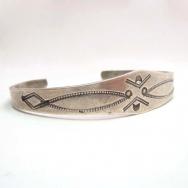 Antique Stamped Ingot Silver Cuff Bracelet  c.1930～