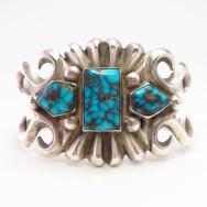 Vintge Navajo Cast Silver Cuff w/HighGrade Godber TQ c.1950～