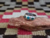 Vintage Zuni Dot Turquoise Inlay Silver Ring  c.1955～