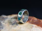 Vintage Zuni Dot Turquoise Inlay Silver Ring  c.1955～