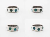 Vintage Zuni Dot Turquoise Inlay Silver Ring  c.1955～