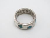 Vintage Zuni Dot Turquoise Inlay Silver Ring  c.1955～