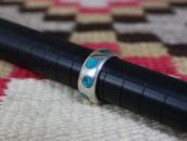 Vintage Zuni Dot Turquoise Inlay Silver Ring  c.1955～