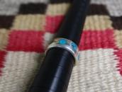 Vintage Zuni Dot Turquoise Inlay Silver Ring  c.1955～