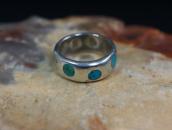 Vintage Zuni Dot Turquoise Inlay Silver Ring  c.1955～