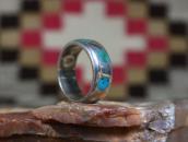 Vintage Zuni Dot Turquoise Inlay Silver Ring  c.1955～