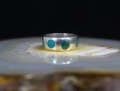 Vintage Zuni Dot Turquoise Inlay Silver Ring  c.1955～