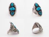 【Dan Simplicio】Zuni Three Turquoise Row Heavy Ring  c.1940～
