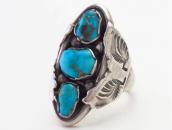 【Dan Simplicio】Zuni Three Turquoise Row Heavy Ring  c.1940～