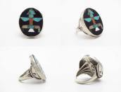 【John Gordon Leak】Zuni/Navajo Silversmith Inlay Ring c.1940～