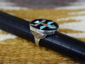 【John Gordon Leak】Zuni/Navajo Silversmith Inlay Ring c.1940～