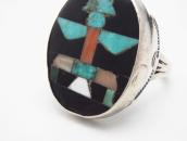 【John Gordon Leak】Zuni/Navajo Silversmith Inlay Ring c.1940～