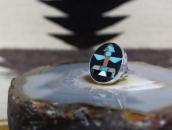 【John Gordon Leak】Zuni/Navajo Silversmith Inlay Ring c.1940～