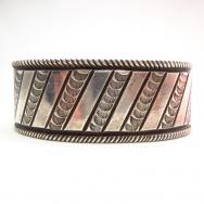 NAVAJO GUILD Bias Stamped Ingot Silver Cuff Bracelet  c.1940